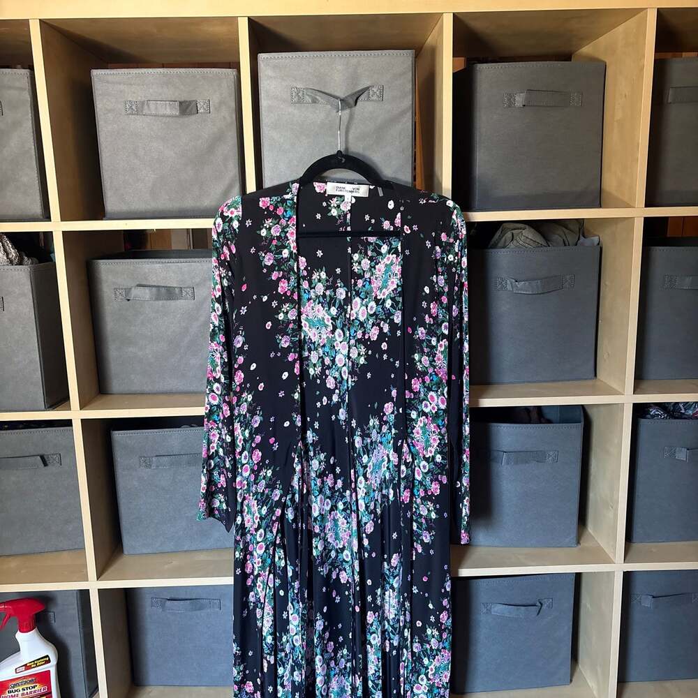 Diane von Furstenberg DVF 'Floral Daze' Silk Maxi Dress in Black Size S